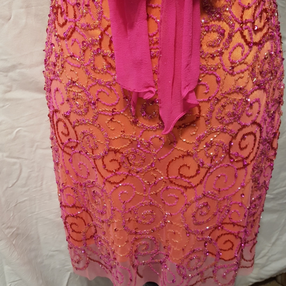 Scala Size X-Small Orange & Fushia Formal Gown - image 3